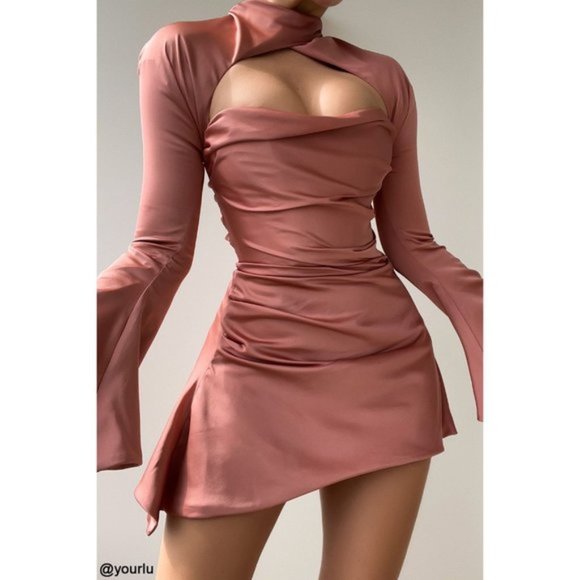HOUSE OF CB Toira Satin Corset Minidress in Rose Size Small - Picture 13 of 14